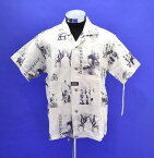 【新品】 Azuma （アズマ）SATANISM CEREMONY SHIRT サタニズム セレモニー 総柄 半袖シャツ WHITE 0 レーヨン 開襟 オープンカラー ボーリング MADE IN JAPAN