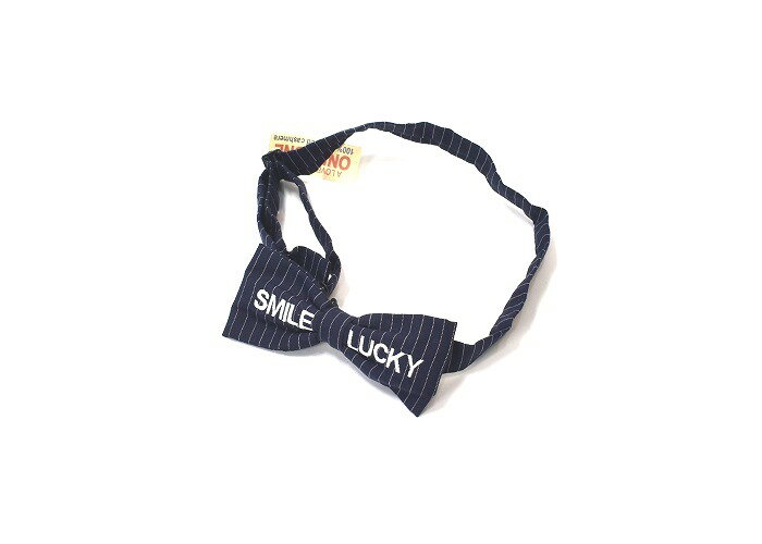 【新品】 A Love Movement / ALM （ア ラブ ムーブメント / エーエルエム） SMILE LUCKY 刺繍 蝶ネクタイ TIE A bow tie ボウタイ 笑顔 幸運 リボン ロゴ VINTAGE ヴィンテージ recycl FREE NAVY STRIPE ライン ストライプ