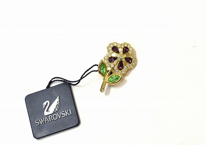 【新品同様】 SWAROVSKI CRYSTAL (スワロフスキー クリスタル) ブローチ ピン brooch GOLD フラワー VINTAGE ヴィンテージ ステージ アクセサリー カラオケ ラペルピン ウェディング 卒園式 入園式 卒業式 入学式 誕生日 アクセサリー コサージュ バッジ PIN【中古】