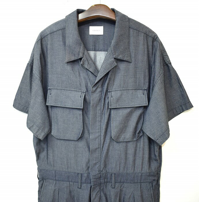 【中古】 superNova.（スーパーノヴァ）Jump suits ジャンプスーツ SHIRT SUITS シャツ スーツ S/S 半袖 オーバーオール つなぎ サロペット オールインワン ロンパース パンツ Work ワーク Military ミリタリー all in one GREY M おしゃれ UNISEX CPO リヨセル混 日本