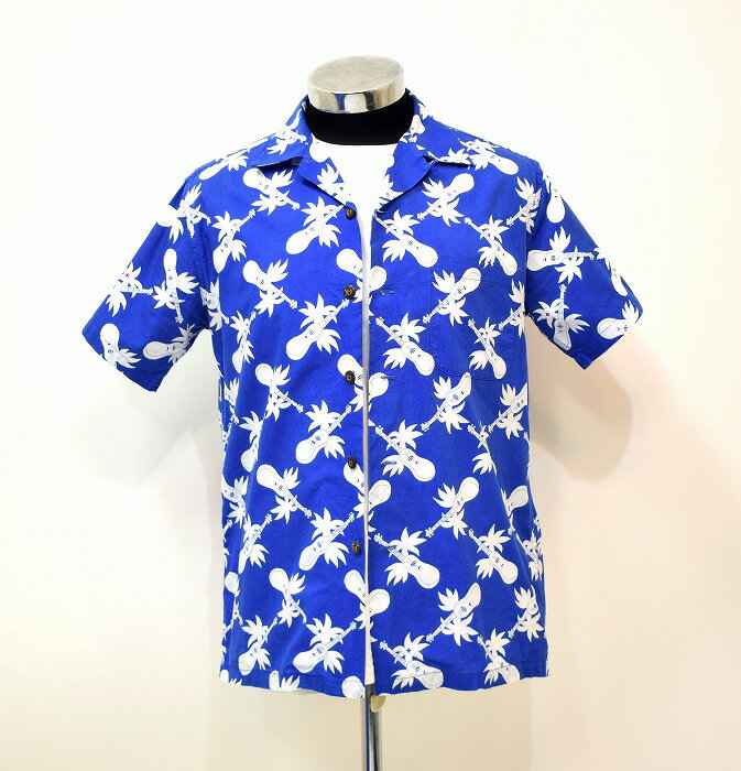 【中古】BEAMS PLUS （ビームスプラス）× DALE HOPE　(デール・ホープ）別注 HAWAIIAN SHIRT コラボ ハワイアンシャツ ALOHA アロハ BLUE L S/S 半袖 総柄 アメリカ製 SURF サーフ ビーチ 西海岸 スケボー スケーター ストリート アメカジ おしゃれ Vintage ヴィンテージ＋