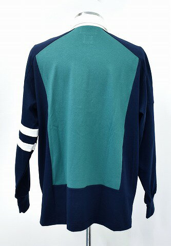【新品】 FACETASM （ファセッタズム） COLOURFUL MIX RUGBY SHIRT カラフルミックスラガーシャツ ドッキング 長袖シャツ L/S NAVY 4　ポロシャツ