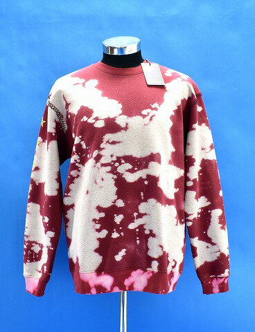 【新品】 OVERDESIGN （オーバーデザイン）BLEACH CREWNECK SWEAT “SUNSET STAR”ブリーチ クルーネックスウェット サンセットスター トレーナー 長袖 MADE IN JAPAN WINE L スエット