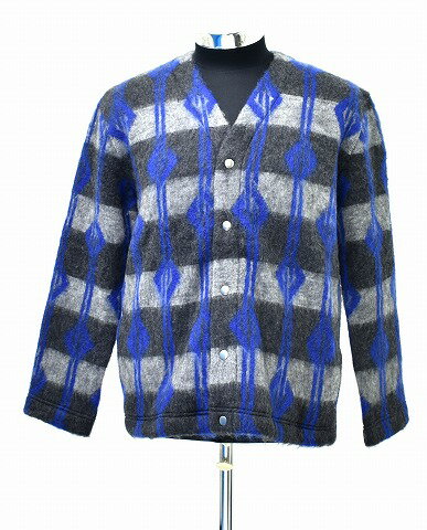 【新品】 FAR EASTERN ENTHUSIAST (ファー イースタン エンスージアスト) DUMBSAINT MOHAIR CARDIGAN モヘアカーディガン KNIT ニット セーター BLUE×PT 総柄 F.E.E　S　おしゃれ　LOST HILLS　ロストヒルズ