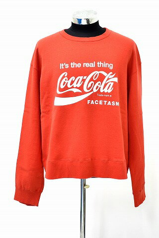 【新品】 FACETASM （ファセッタズム） FACE COCA-COLA XXL SWEAT SHIRT フェイス コカコーラ スウェット シャツ 長袖 トレーナー スエット MADE IN JAPAN 5 RED　別注 コラボ　企業