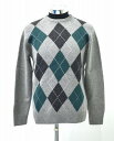 【新品】 MISTERGENTLEMAN (ミスタージェントルマン)ARGYLE KNIT (MGL-KN08） CREW NECK KNIT クルーネックニット アーガイルニット 長袖 セーター Mr.GENTLEMAN GREY M