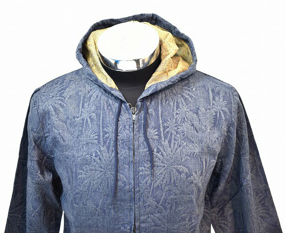 【新品】 Stevenson Overall Co. （スティーブンソンオーバーオール） Jacquard Zip Up Hoodie Exclusive ジャガード ジップアップフーディー 刺繍 パーカー 長袖 総柄 フルジップ NAVY Tropicana TH1-NV トロピカ−ナ 別注 コラボ エクスクルーシブ MADE IN JAPAN NAVY M