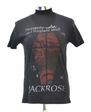 【中古】SMACK ENGINEER (スマックエンジニア)プリント カットソー 半袖Tシャツ Uネック TEE JACKROSE SKULL BLACK M バンド ロック ROCK パンク