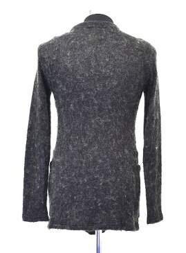 【中古】SMACK ENGINEER (スマックエンジニア) KNIT HOHAIR LONG CARDIGAN ニットモヘア ロングカーディガン コート ガウン GREY M MADE IN JAPAN ロック ROCK パンク バンド シャギー SKULL SPADE