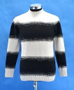 yÁz PAOLO PECORA MILANO (pIyR ~m) CREW-NECK KNIT SWEATER BORDER {[_[ N[lbNjbg Z[^[ A1 MAGLIA@WHITE~BLACK M