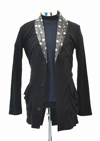 【中古】SMACK ENGINEER （スマックエンジニア）KNIT SHAWL COAT GOWN CARDIGAN ニット ショールカラー ロング カーディガン コート ガウン　BLACK M スカル クロス　ROCK　ロック