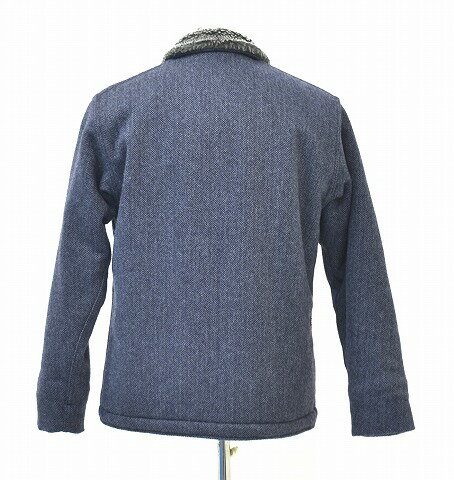 【中古】 BONCOURA (ボンクラ) TWEED DECK JACKET ツイード デッキジャケット ミリタリージャケット ブルゾン 38 NAVY　Blue Tweed