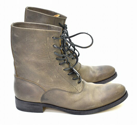 SAK （サク） Lace-up Boots Carf レースアップブーツ 編み上げ 42 BROWN KHAKI RYUSAKU HIRUMA レザー 本革 昼間 カーフ GUIDI