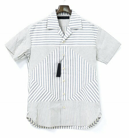 【新品】 BACKBONE (バックボーン) IRREGULAR STRIPE CIGAR PEACE PRINTED SHORT SLEEVE SHIRT イレギュラーストライプ シガーピースプリント半袖シャツ オープンカラー 総柄 BB17SS-S14 BACK BONE MADE IN JAPAN S ロゴ S/S