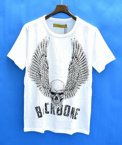 【新品】 BACKBONE (バックボーン) COTTON PRINT T-SHIRT Wing Skull コットンプリントTEE ウイング スカル BB16FW-C10 BACK BONE 半袖 S/S クルーネックロゴTシャツ MADE IN JAPAN WHITE M