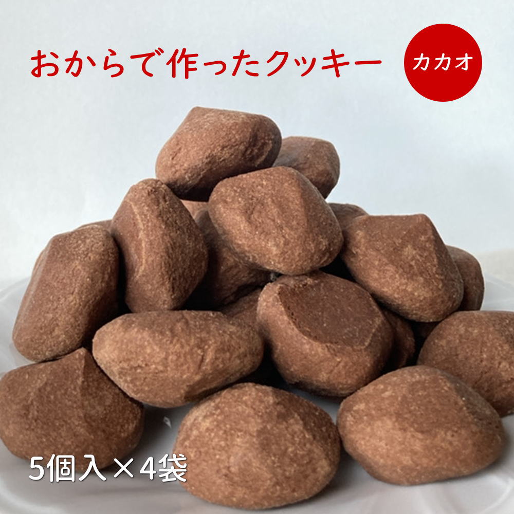 【 小麦粉不使用 砂糖不使用 】おからクッキー カカオ味 RACAO（ラカオ） [4袋(5個入/袋) ] チョコ 小麦粉ゼロ 砂糖ゼロ【常温便】のサムネイル