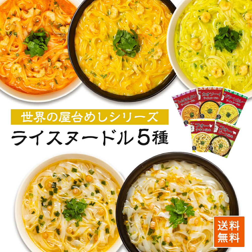 \フードロスSALE!/【世界の屋台めし シリーズ 】ライスヌードル5点セット(カオソーイヌードル・グリーンカレーヌードル・トムヤムクンヌードル・フォー チキン風味・フォー ビーフ風味)インスタントラーメン 即席麺 即席めん(常温便)