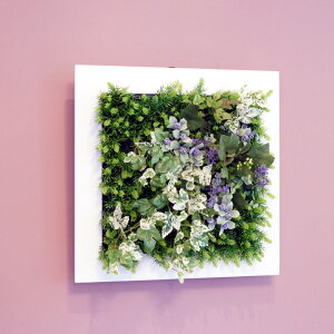壁掛けグリーンフレーム フレッシュアイビー ホワイト（光触媒）造花・観葉植物・インテリアグリーン・フェイクグリーン・人工観葉植物