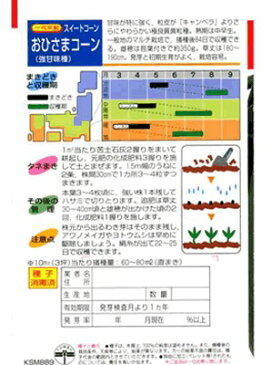 トウモロコシ種　タキイ交配　おひさまコーン　タキイ種苗のトウモロコシ品種です。　種のことならお任せグリーンデポ