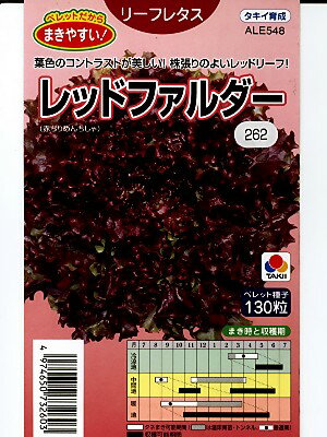 リーフレタス　タキイ育成　レッドファルダー　＜タキイのリーフレタスです。種のことならお任せグリーンデポ＞