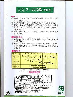メロンの種　ウエキ交配　アールス　雅　春秋系　　横浜植木の高級メロン品種です...