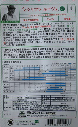 中玉トマト品種　シシリアン　ルージュCF　　パイオニアエコサイエンスの調理加工用中玉トマト品種。