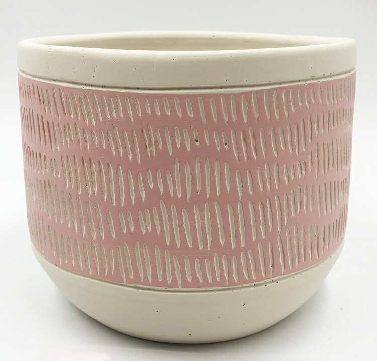 カラー　セメントポット　【ピンク】　底穴あり　受け皿付き　園芸　寄植え