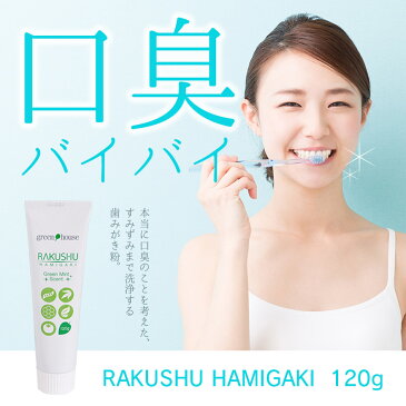 楽臭ハミガキ 120g 4本 ( 10%OFF 送料無料 ) 口臭 歯磨き粉 口臭ケア 口臭予防 口臭対策 歯みがき粉 オーラルケア 歯みがき ハミガキ粉 ホワイトニング なたまめ 柿渋 プロポリス クマザサ カテキン 歯周 消臭 エチケット
