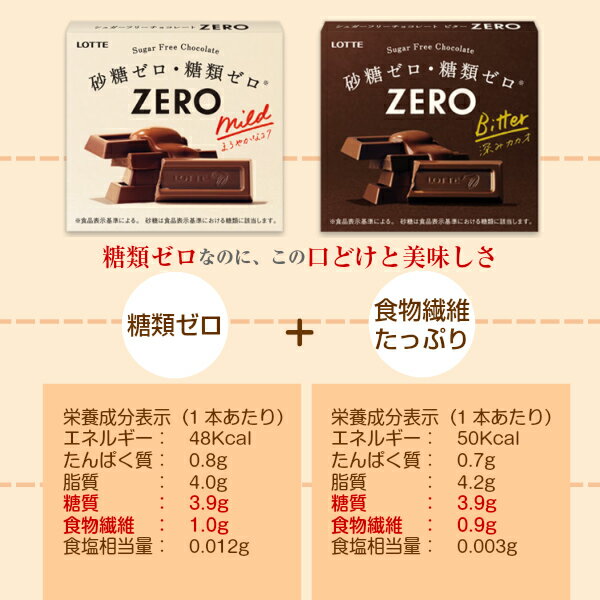 低糖質ロッテゼロ-ZERO-50g砂糖ゼロ・糖類ゼロノンシュガーチョコレートレギュラー＆ゼロビターダイエット低糖質おやつ