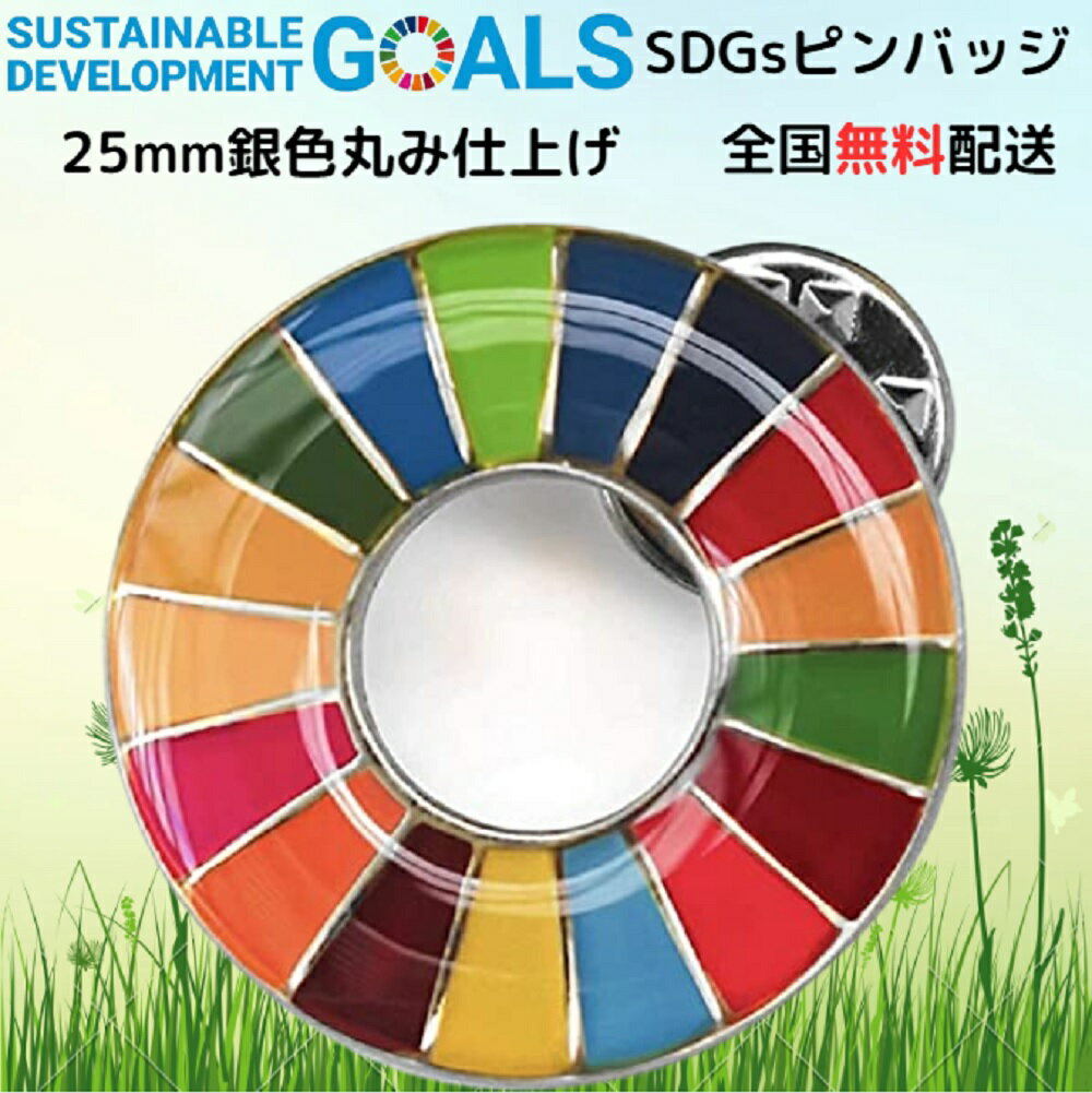 【国連本部公式最新仕様/インボイス制度対応】SDGs バッジ25mm sdgs バッチ ピンバッジ ピンバッチ 襟章 帽子やバッグにも最適 かわいい ギフト 1個 銀色 シルバー表面丸み仕上げ企業・会社・…