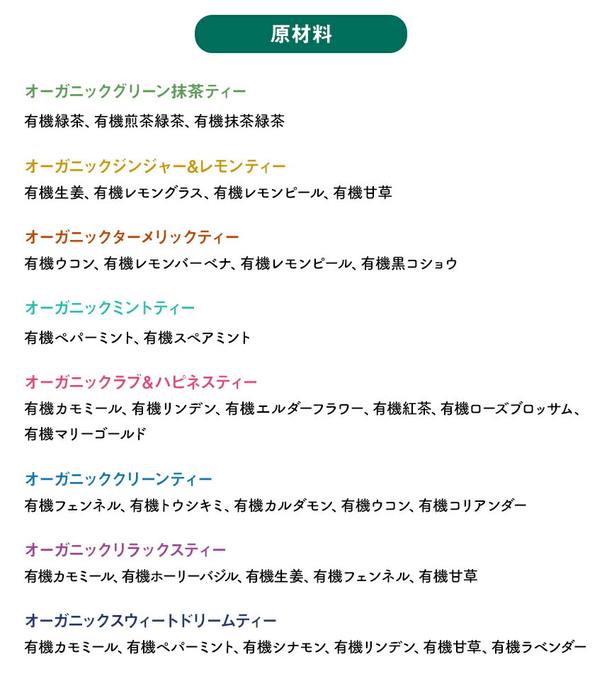 【送料無料】Royal Green オーガニックティーお試しセット（8種類×各1個）8ティーバック｜Royal Green（ロイヤルグリーン）有機JAS認定／