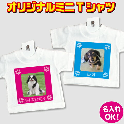 オリジナルミニTシャツ【肉球】写真プリント 名入れ 愛犬 記念品 おもしろTシャツ 装飾用 吸盤＆ハ ...