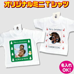 オリジナルミニTシャツ【クリスマス】 写真プリント 名入れ Xmas 記念品 おもしろTシャツ 装飾用 吸盤＆ハンガー付【メール便対応】【楽ギフ_名入れ】