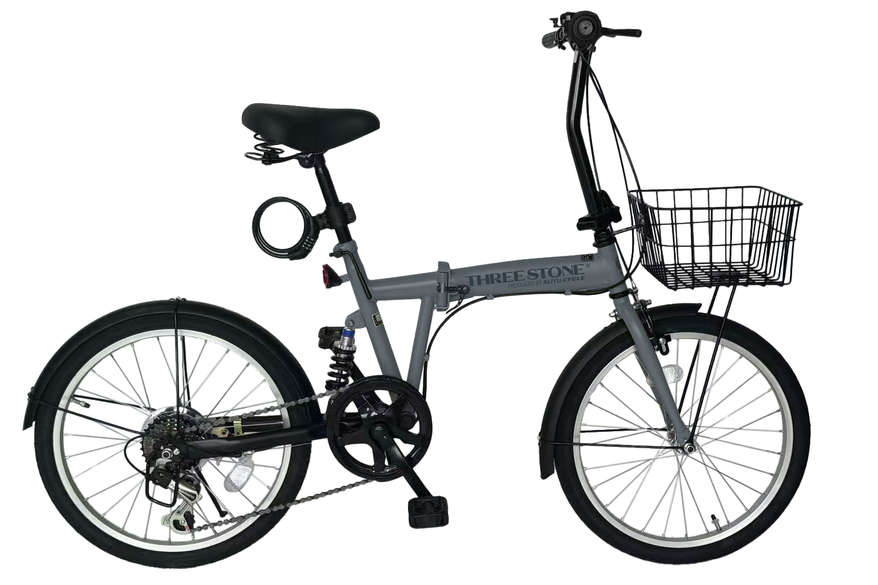 20インチ　かご付き　ブルー 折りたたみ自転車 20インチ カゴ付き シマノ 6段変速 フロントライト