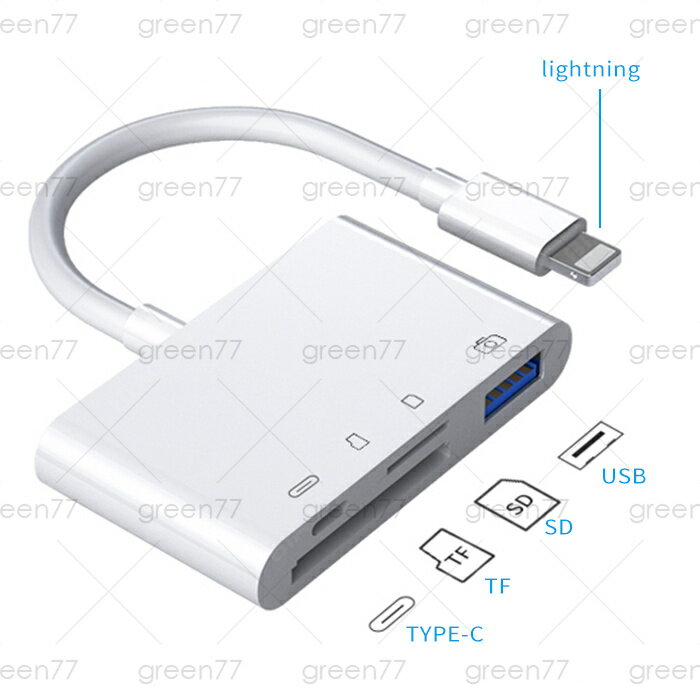 SDカードリーダー 日本国内当日発送 iPhone iPad USBポート付き Lightning 4in1 SDカード TFカード カメラリーダー 高速データ転送 写真 画像 動画 #dk63