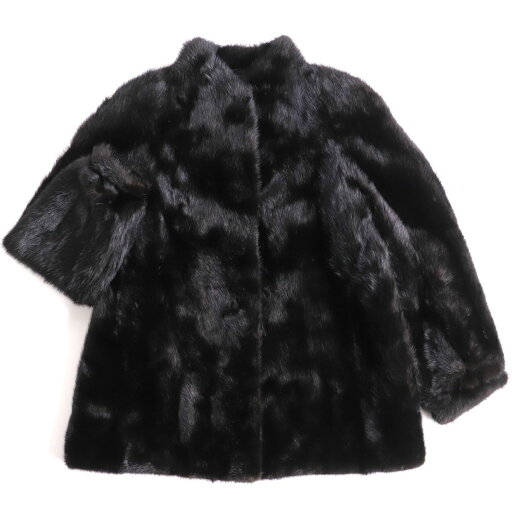 美品★MINK ミンク 本毛皮コート ブラック 15 毛質艶やか・柔らか◎【中古】 美品★MINK ミンク 本毛皮コート ブラック 15 毛質艶やか・柔らか◎【中古】