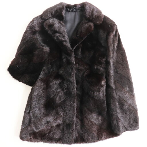 極美品●MINK ミンク デザイン 本毛皮ショートコート ジャケット ブラック(ダークブラウンに近い) 11号 毛質艶やか・柔らか◎【中古】 極美品●MINK ミンク デザイン 本毛皮ショートコート ジャケット ブラック(ダークブラウンに近い) 11号 毛質艶やか・柔らか◎【中古】