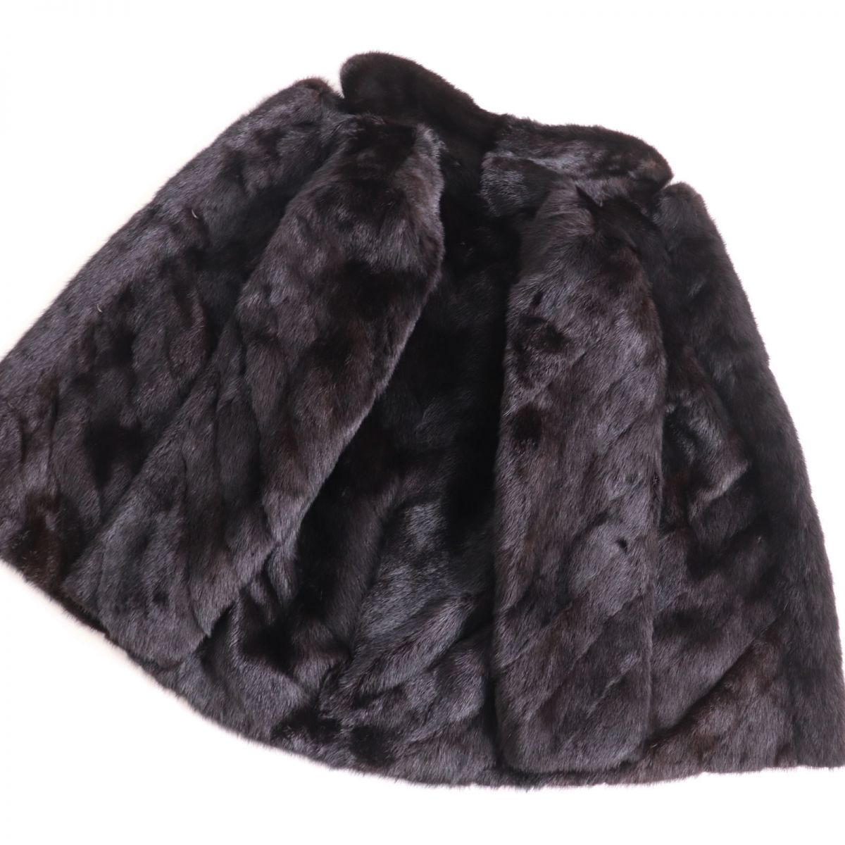 極美品●MINK ミンク デザイン 本毛皮ショートコート ジャケット ブラック（ダークブラウンに近い） 11号 毛質艶やか・柔らか◎【中古】