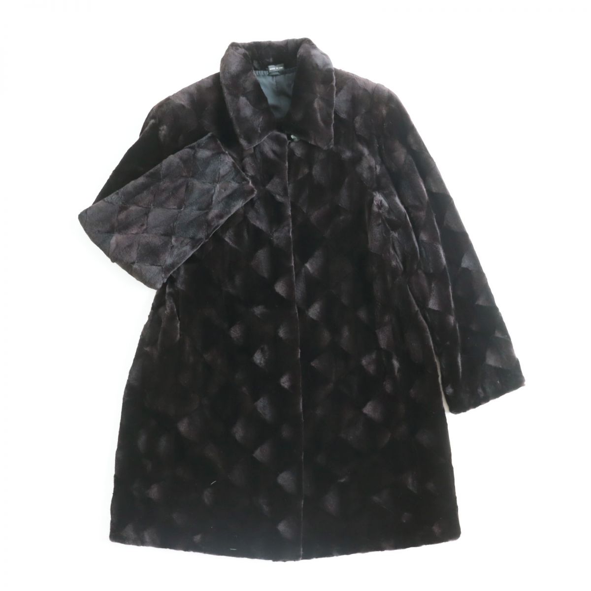 極美品▲シェアードミンク MINK 本毛皮コート ダークブラウン デザイン F 毛質艶やか・柔らか◎ 【中古】
