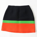 極美品◎正規品 22SS 伊製 Christian Dior クリスチャン ディオール 221J36B1162 カラーブロック シルク混 台形 ミニスカート マ...