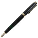 【ドンドン見直し】極美品●Pelikan ペリカン スーバーレーベン M405 ペン先14C Mニブ ロゴ入り キャップ式 万年筆 ブラック×ゴールド 箱付き【中古】