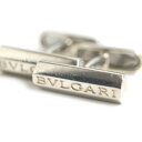 良品▼BVLGARI ブルガリ ロゴ刻印入り SV925 カフスボタン/カフリンクス シルバー イタリア製 メンズ ビジネス◎ 総重量11.5g 革袋付き【中古...
