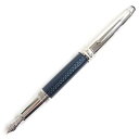 【ドンドン見直し】極美品▼MONTBLANC モンブラン マイスターシュテュック ソリテール ドゥエ ブルーアワー クラシック ホワイトスター ペン先18K 万年筆 シルバー×ブルー Mニブ 箱・ケース付き【中古】