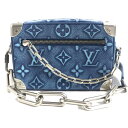 未使用品▼LOUIS VUITTON ルイヴィトン M21368 ミニ ソフトトランク モノグラム レザーエンボス チェーン ショルダーバッグ デニムブルー フ...
