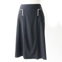 極美品◎正規品 仏製 HERMES エルメス 21SS レディース シェーヌダンクル 膝下丈 ウールスカート ブラック×シルバー金具 34 ハンガー付【中古】