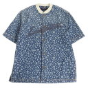 極美品□23AW LV×YK ルイヴィトン 草間彌生 1AB6OA インフィニティドット デニムシャツ/ベースボールシャツ ブルー XL イタリア製 正規品【中...