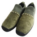 極美品●21SS JIMMY CHOO ジミーチュウ ENZO スタースタッズ付き スウェードレザーニットエスパドリーユ/スリッポン カーキ 43 箱付き【中古】(4)