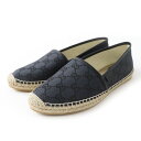 未使用◎スペイン製 GUCCI グッチ 466902 レディース GGキャンバス エスパドリーユ スリッポン/フラットシューズ 黒 38 1/2 箱・保管袋付【中古】(4)