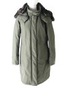 美品★正規品 WOOLRICH ウールリッチ 1702094 BOW BRIDGE ZIP UP ロゴ金具 フード ラビットファー付 ダウンコート レディース カーキ S【中古】