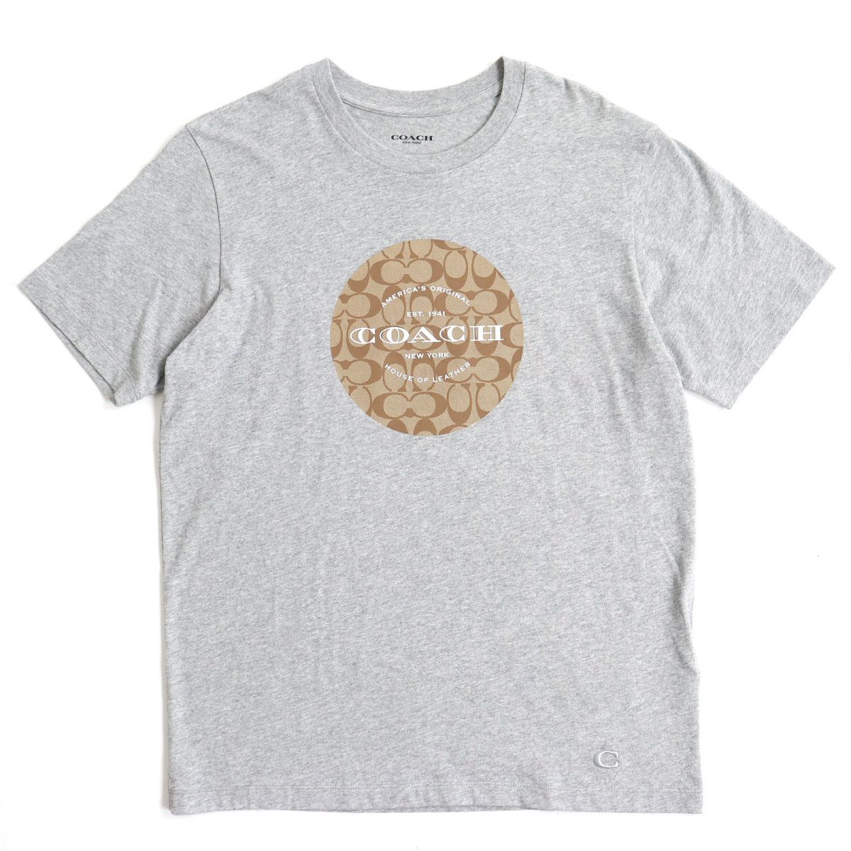 【ドンドン見直し】美品△正規品 COACH コーチ F33780 シグネチャー ロゴ刺繍入り 半袖 Tシャツ/カットソー/トップス メンズ グレー S オススメ...